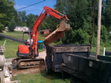 Picture of an trackhoe working